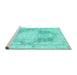 Sideview of Machine Washable Persian Turquoise Traditional Area Rugs, wshtr3720turq