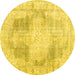 Round Persian Yellow Traditional Rug, tr3720yw