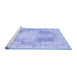 Sideview of Machine Washable Persian Blue Traditional Rug, wshtr3720blu