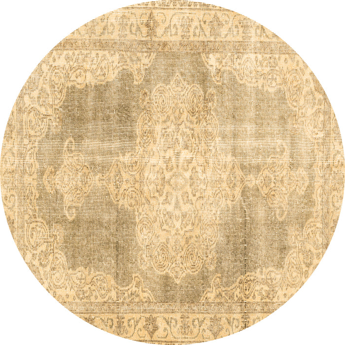 Round Persian Brown Traditional Rug, tr3720brn