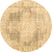 Round Persian Brown Traditional Rug, tr3720brn