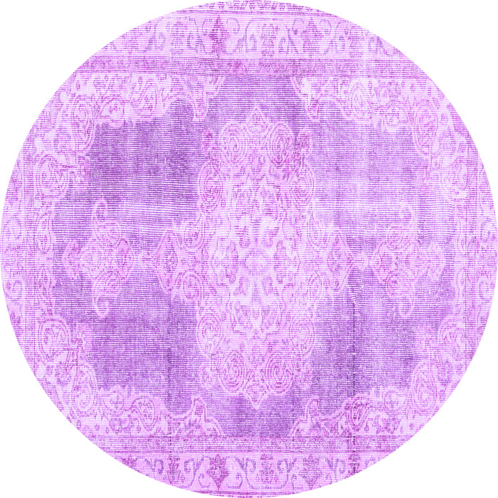 Round Machine Washable Persian Purple Traditional Area Rugs, wshtr3720pur