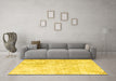 Machine Washable Persian Yellow Traditional Rug in a Living Room, wshtr3721yw