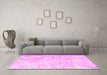 Machine Washable Persian Pink Traditional Rug in a Living Room, wshtr3721pnk