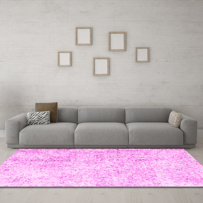 Machine Washable Persian Pink Traditional Rug in a Living Room, wshtr3721pnk