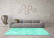 Machine Washable Persian Turquoise Traditional Area Rugs in a Living Room,, wshtr3721turq