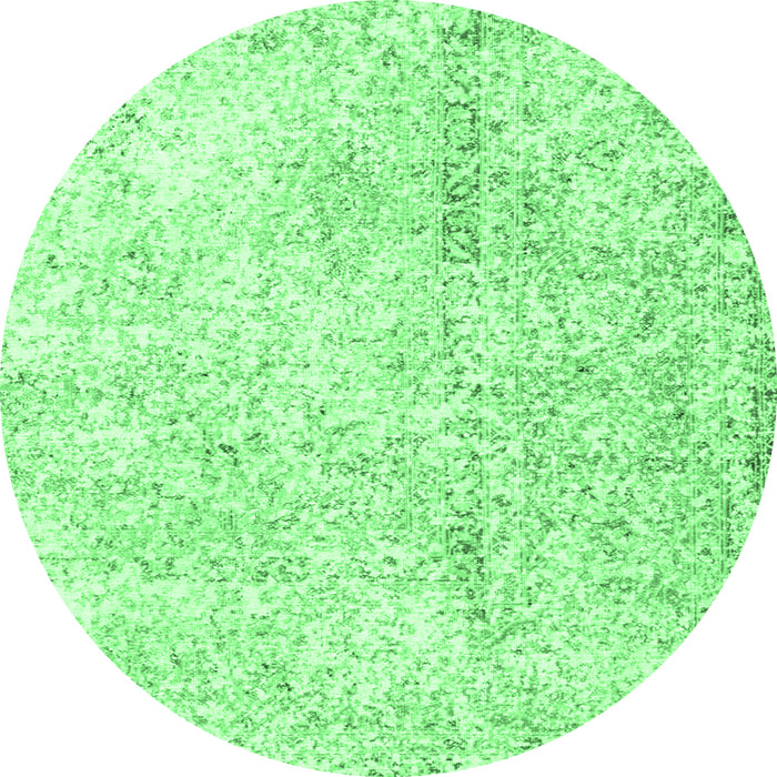 Round Machine Washable Persian Emerald Green Traditional Area Rugs, wshtr3721emgrn