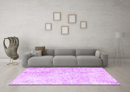 Machine Washable Persian Purple Traditional Area Rugs in a Living Room, wshtr3721pur