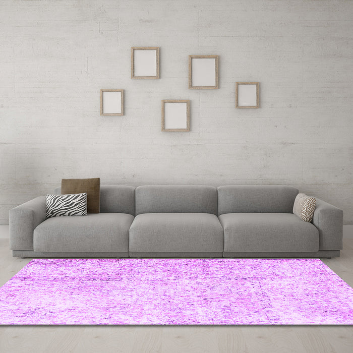 Machine Washable Persian Purple Traditional Area Rugs in a Living Room, wshtr3721pur