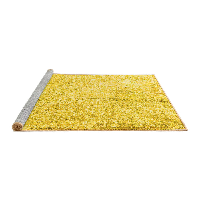 Sideview of Machine Washable Persian Yellow Traditional Rug, wshtr3721yw