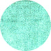 Round Persian Turquoise Traditional Rug, tr3721turq