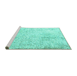 Sideview of Machine Washable Persian Turquoise Traditional Area Rugs, wshtr3721turq