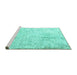 Sideview of Machine Washable Persian Turquoise Traditional Area Rugs, wshtr3721turq