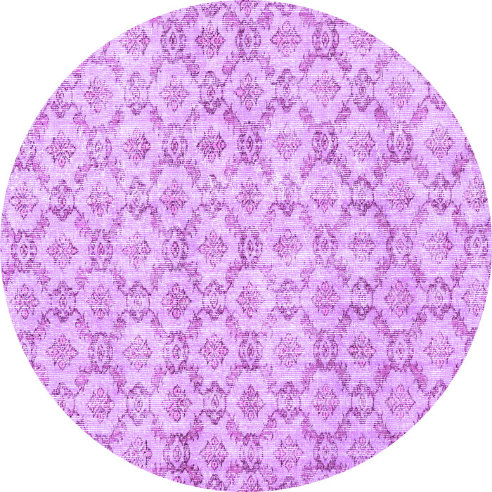Round Machine Washable Persian Purple Traditional Area Rugs, wshtr3722pur