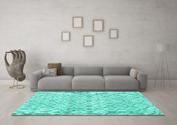 Machine Washable Persian Turquoise Traditional Area Rugs in a Living Room,, wshtr3722turq