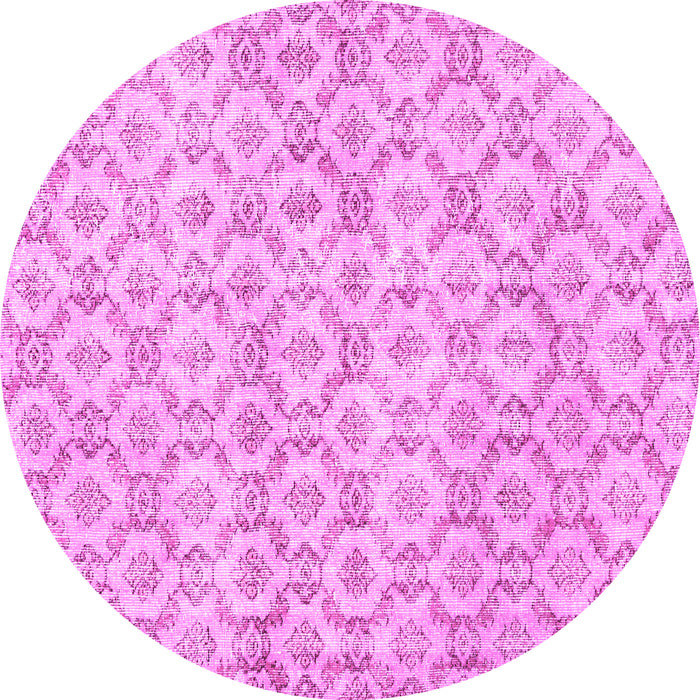 Round Machine Washable Persian Pink Traditional Rug, wshtr3722pnk