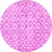 Round Machine Washable Persian Pink Traditional Rug, wshtr3722pnk