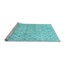 Sideview of Machine Washable Persian Light Blue Traditional Rug, wshtr3722lblu