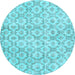 Round Persian Light Blue Traditional Rug, tr3722lblu