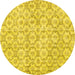 Round Machine Washable Persian Yellow Traditional Rug, wshtr3722yw