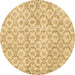 Round Persian Brown Traditional Rug, tr3722brn