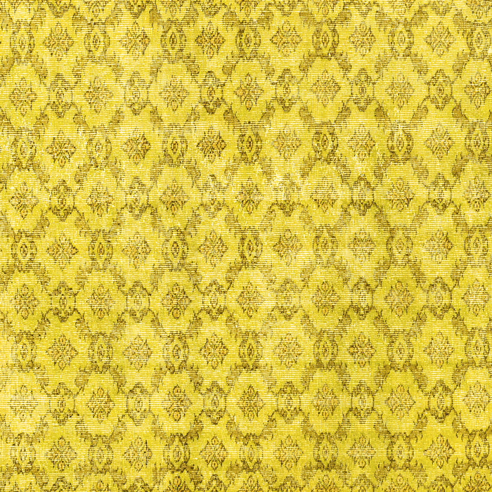 Square Machine Washable Persian Yellow Traditional Rug, wshtr3722yw