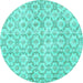 Round Persian Turquoise Traditional Rug, tr3722turq