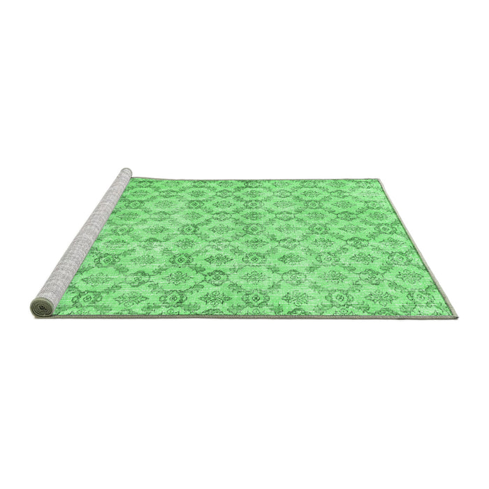 Sideview of Machine Washable Persian Emerald Green Traditional Area Rugs, wshtr3722emgrn