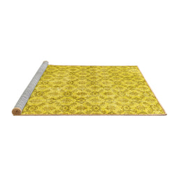 Sideview of Machine Washable Persian Yellow Traditional Rug, wshtr3722yw