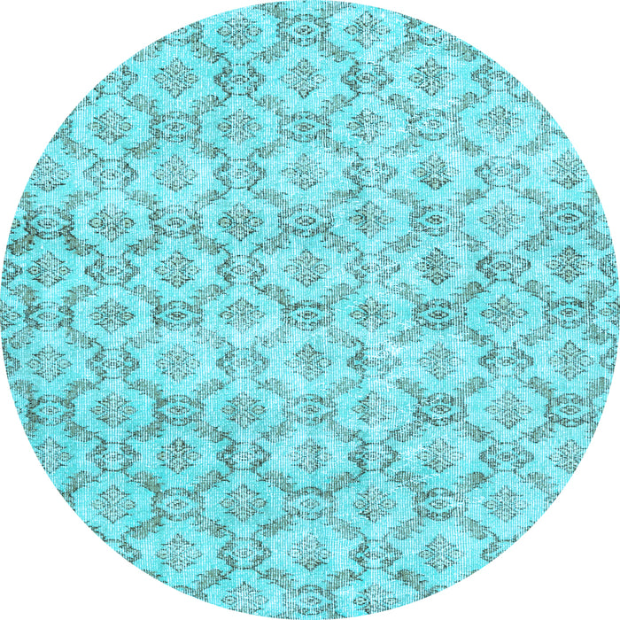 Round Machine Washable Persian Light Blue Traditional Rug, wshtr3722lblu