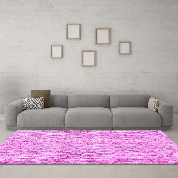 Machine Washable Persian Pink Traditional Rug in a Living Room, wshtr3722pnk