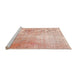 Sideview of Machine Washable Traditional Deep Peach Orange Rug, wshtr3723