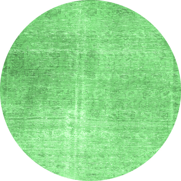 Round Machine Washable Persian Emerald Green Traditional Area Rugs, wshtr3723emgrn