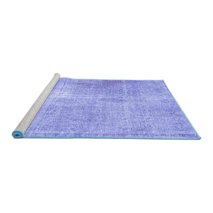 Sideview of Machine Washable Persian Blue Traditional Rug, wshtr3723blu