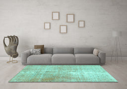 Machine Washable Persian Turquoise Traditional Area Rugs in a Living Room,, wshtr3723turq