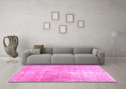 Machine Washable Persian Pink Traditional Rug in a Living Room, wshtr3723pnk