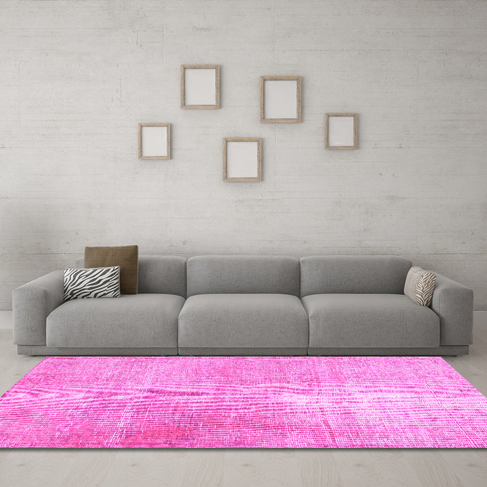 Machine Washable Persian Pink Traditional Rug in a Living Room, wshtr3723pnk