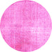 Round Persian Pink Traditional Rug, tr3723pnk