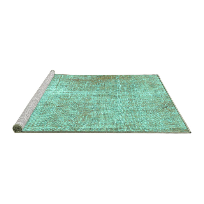 Sideview of Machine Washable Persian Turquoise Traditional Area Rugs, wshtr3723turq