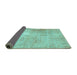 Sideview of Persian Turquoise Traditional Rug, tr3723turq