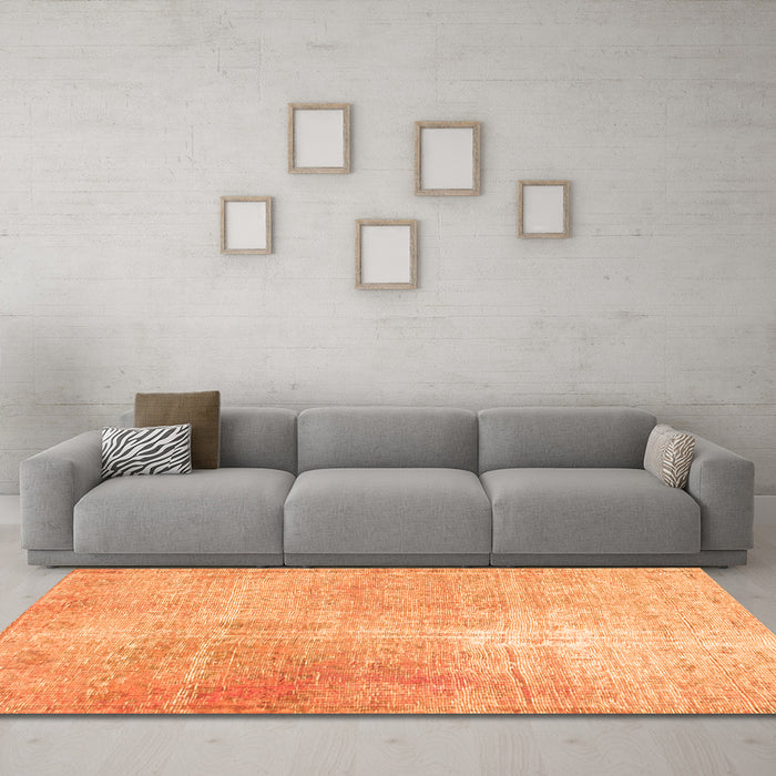Machine Washable Persian Orange Traditional Area Rugs in a Living Room, wshtr3723org