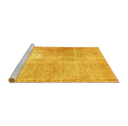 Sideview of Machine Washable Persian Yellow Traditional Rug, wshtr3723yw