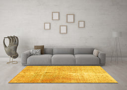 Machine Washable Persian Yellow Traditional Rug in a Living Room, wshtr3723yw