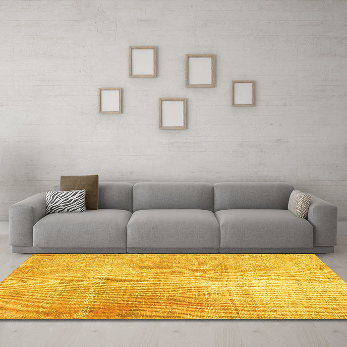 Machine Washable Persian Yellow Traditional Rug in a Living Room, wshtr3723yw