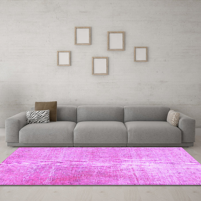 Machine Washable Persian Purple Traditional Area Rugs in a Living Room, wshtr3723pur