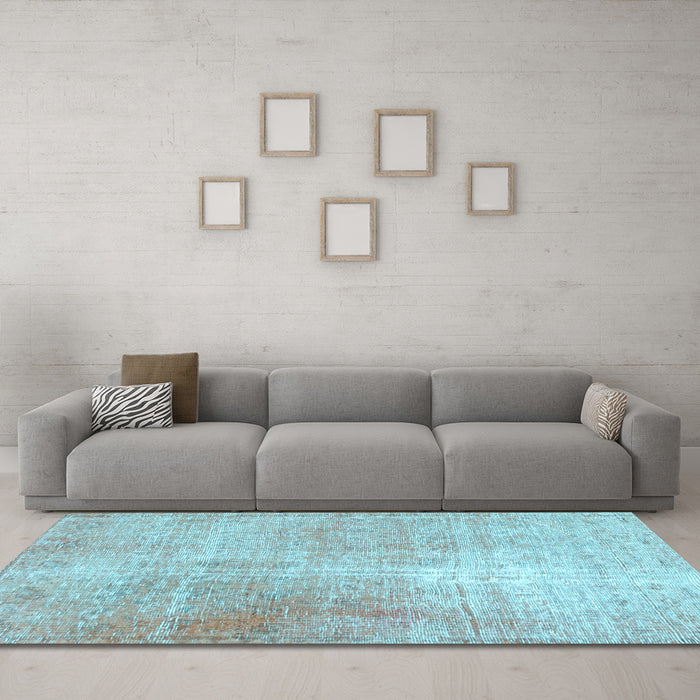 Machine Washable Persian Light Blue Traditional Rug in a Living Room, wshtr3723lblu