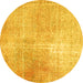 Round Persian Yellow Traditional Rug, tr3723yw