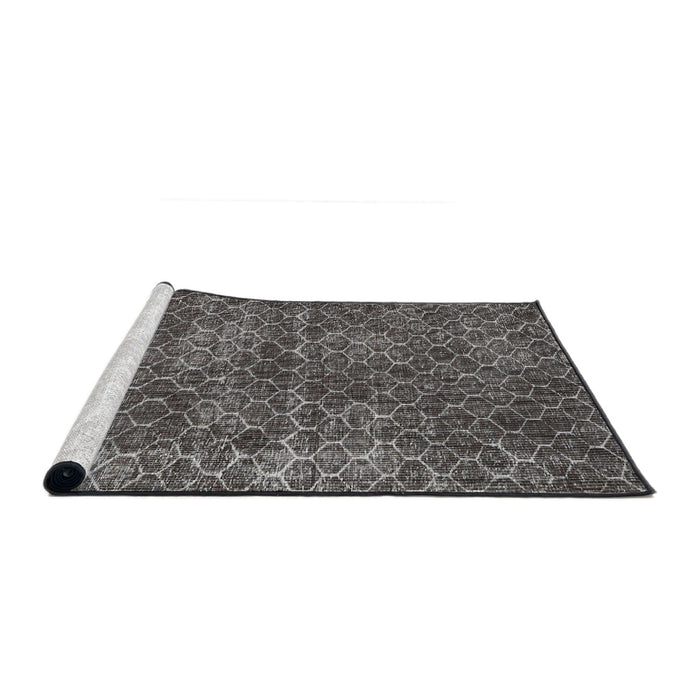 Sideview of Machine Washable Traditional Gray Brown Rug, wshtr3724