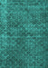 Machine Washable Persian Turquoise Bohemian Area Rugs, wshtr3724turq