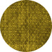 Round Persian Yellow Bohemian Rug, tr3724yw